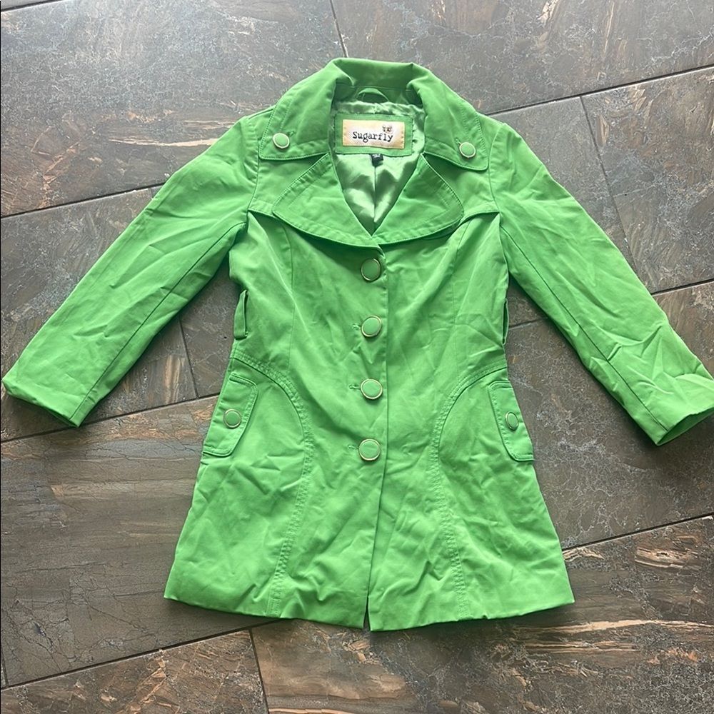 Sugarfly Green girls trench coat size small